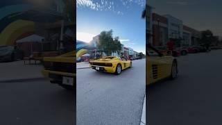 The Ferrari Testarossa graces Exotics at Dania Pointe, reviving the spirit of 80s supercar culture.