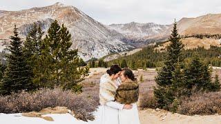 Winter Elopement in the Colorado Mountains at Sunrise