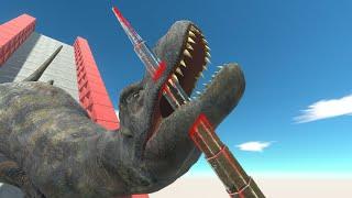 Dinosaurs and steel blades in the slide - Animal Revolt Battle Simulator