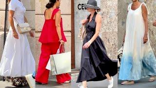 +34 C AUGUST MILAN ITALIAN SUMMER STREET FASHION 2024️NEW COLLECTION AUTUMN 2024 WINDOW SHOPPING