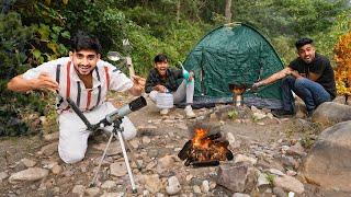 Overnight survival challenge with amazing camping gadgets in forest