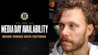 Media Day: David Pastrnak Speaks with Reporters