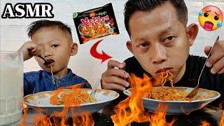 ASMR MAKAN MIE SAMYANGRIZKY GAK KUAT || ANAK VS AYAH‼️