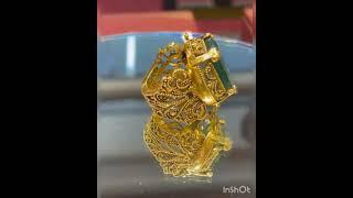 18k Yellow  Emerald Ring | Emerald Green Stone I Zambian Emerald Stone #shreeheritagejewels.