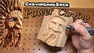 Power Wood Carving Cedar Wooden Face with Kutzall-Foredom-Dremel