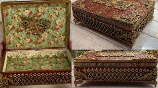 Декор шкатулки. Декупаж. Золочение. The decor of the box. Decoupage. Gilding