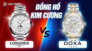 Chọn đồng hồ kim cương Thụy Sỹ Longines hay Doxa? | So sánh Longines Master Moonphase và Doxa Noble