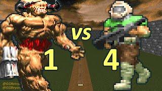 Cyberdemon vs 4 Doomguys - Doom Co-op Simulation - Doom Retro Battles