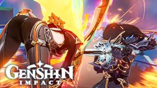 FULL BATTLE CAPITANO VS MAVUIKA Cutscene Genshin Impact 5.0 Story | THE CAPTAIN VS THE PYRO ARCHON