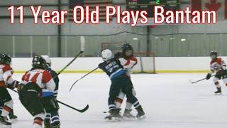 11 Year Old Plays Bantam Hockey - Big Hits !!!