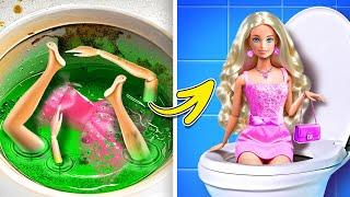 I Adopted a Broke Barbie Doll!  Glamorous Doll Makeover Hacks by 123 GO! 