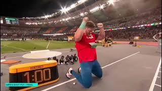 Ryan Crouser won shot put in Budapest. He put 23.51