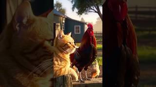 Rooster vs. Cat Clash: Friendship Sparks a Revenge!  #cat #catcomedy #rooster #friendship