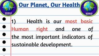 World Health Day 2022 Theme |Our Planet Our Health|Speech on World Health day Theme| Important Facts