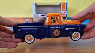 MotorMax 1/24 1955 Chevy 5100 Stepside Pickup Gulf Quality Oil&Service#motormax #chevy