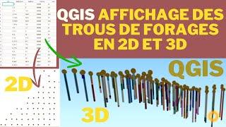 Formation Qgis, hydrogéologues, géologues et miniers, affichage des trous de forages  en 2D et 3D