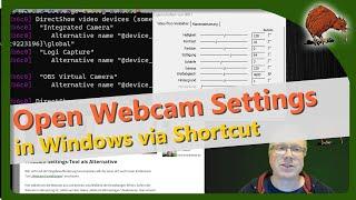 Open webcam settings via shortcut in Windows