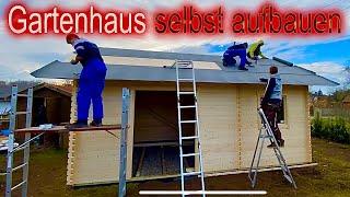 DIY Gartenhaus selbst aufbauen Bausatz Blockbohlenhaus Gartenlaube aus Holz Gartenhütte bauen