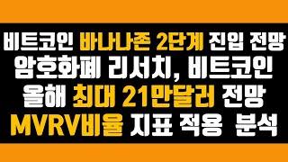 암호화폐 리서치 올해 최대 21만달러 전망 MVRV 분석