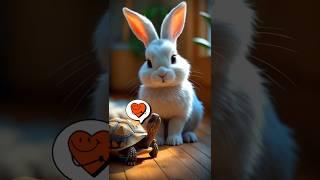 A rabbit and a turtle meet #shorts #AnimalVideos #FunnyPets