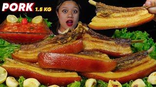 REAL MUKBANG||HUGE FATTY PORK ADOBO WITH SPICY TOMATO SAUCE MUKBANG ASMR|| 1.5KG PORK ADOBO MUKBANG