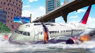 Emergency Landing ON THE RIVER IN THE CITY |  Survival Scenarios Chances | Besiege | Plane crash