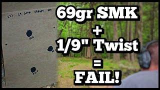 69gr Sierra Match King Fail with 1:9" Twist Howa 1500, and then a random 55gr load shoots sub MOA...