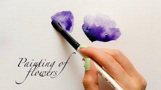 easy drawing of flowers . how to coloring a background with watercolor