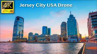 Jersey City, New Jersey, USA - 4K UHD Drone Video