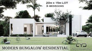 Project #43: A 3-BEDROOM BUNGALOW MODERN HOUSE  | 20x15 LOT (300sqm) | Design Concept | House Design