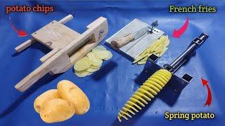 Review Manual potato twister !! How to make potato chips with knife!! French fries Cutter!! tm tools