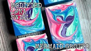 Modified Luna Swirl | ‍️ Mermaid Grotto Cold Process Soap | Vegan | Split Method Milk Soap