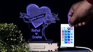 Personalized Heart Rose Acrylic 3d Illusion Led Lamp With Color Changing/Myphotoprint Gift