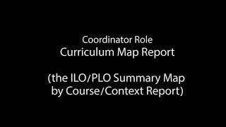 Coordinator Role - Curriculum Map Report