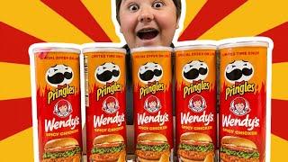 WENDY'S SPICY CHICKEN PRINGLES REVIEW WITH FREE SANDWICH