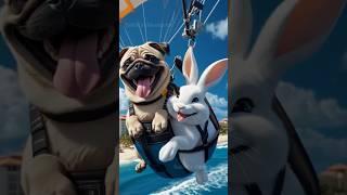 Pug and rabbit go on vacation  #ai #animation #cuteanimals #rabbitadventures