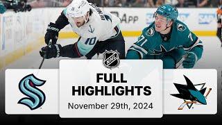 NHL Highlights | Kraken vs. Sharks | November 29, 2024