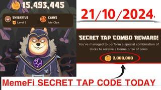 Memefi Secret Reward Combo Today 21/10/2024 Memefi 2,000,000 Coins Cod