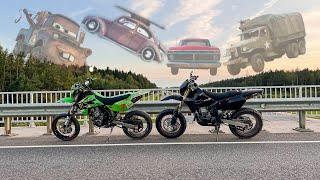 НАШЛИ КЛАДБИЩЕ ЗАБРОШЕННЫХ МАШИН?! // Вечерняя покатушка на мотардах #supermoto #bikelife #мото