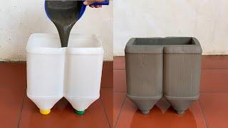 New Creative Ideas From Plastic Cans And Cement - How To Make beautiful Plant Pots At Home