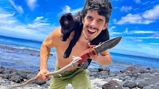 24 Hour Island Survival Spearfishing Challenge With a Baby Goat