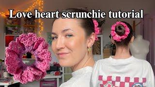 Love heart scrunchie crochet tutorial!