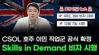 【호주 긴급 뉴스】 12월 7일 Skills in Demand 비자 시행! CSOL List 주요 호주 이민 직업군 총정리