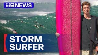 Storm surfer: Daring local tackles 'biggest Bondi wave ever' | 9 News Australia