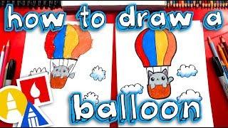 How To Draw A Kitten In A Hot Air Balloon 