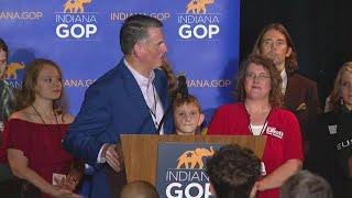 Daniel Elliott addresses crowd at Marion County Republican Party headquarters