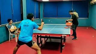 Harmeet Desai practising with my coach Sanjay Bhattacharya 