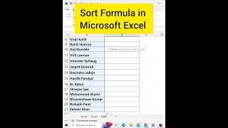 Sort Formula in Excel | Sort Function in Excel | #sort #sortexcel #sorting #datasorting #namesort