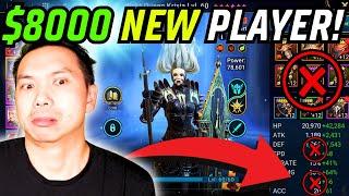 20 DAY NEW PLAYER SPENDS $8000 AND HAS NO CLUE! ACCOUNT HELP AND REVIEW! | RAID: SHADOW LEGENDS