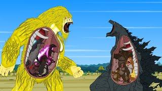 Rescue All Family GODZILLA & KONG, GODZILLA EARTH From Evolution of BOSS KING KONG - FUNNY CARTOON